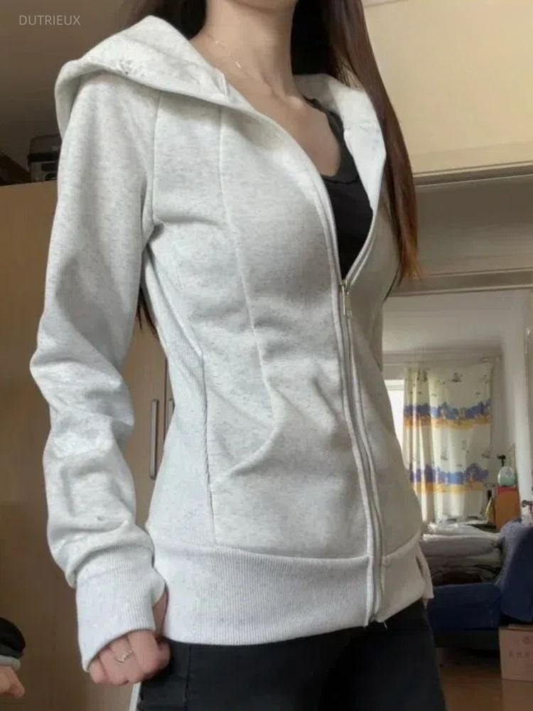 Vintage Zip Hoodie - Bluzy z kapturem w stylu Y2K