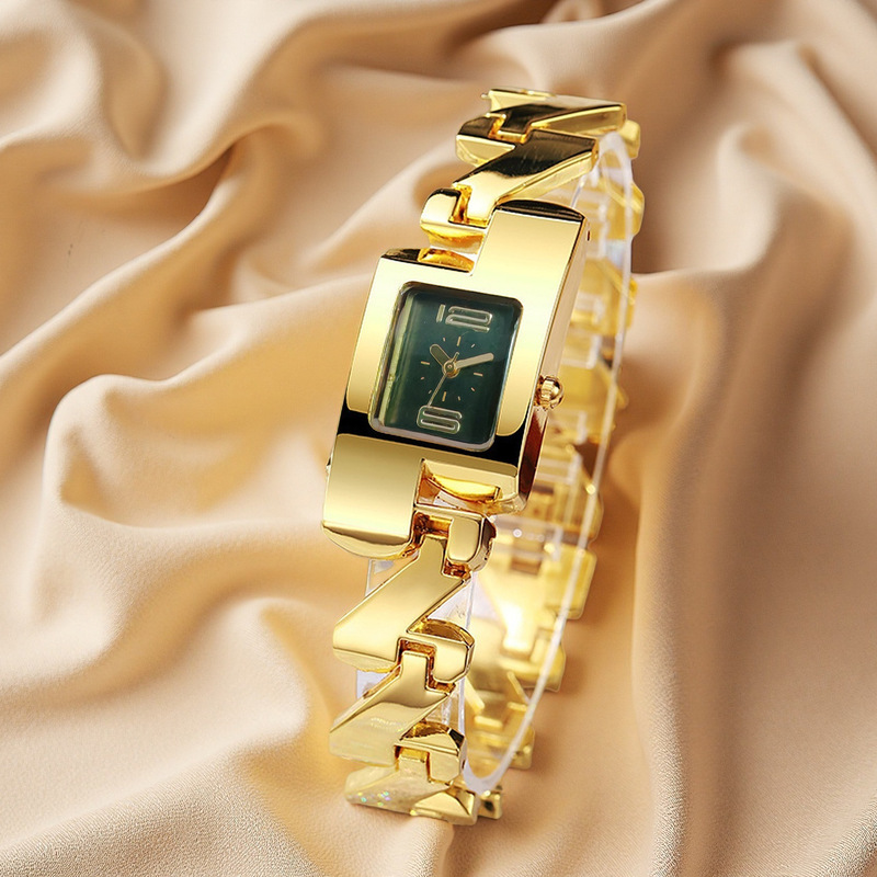 Vintage Watch Crystal - Damski kwadratowy zegarek kwarcowy, modna bransoletka,