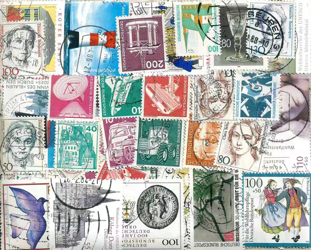 Collectible Vintage Postage Stamps - Niemieckie znaczki – zestaw 50 sztuk,