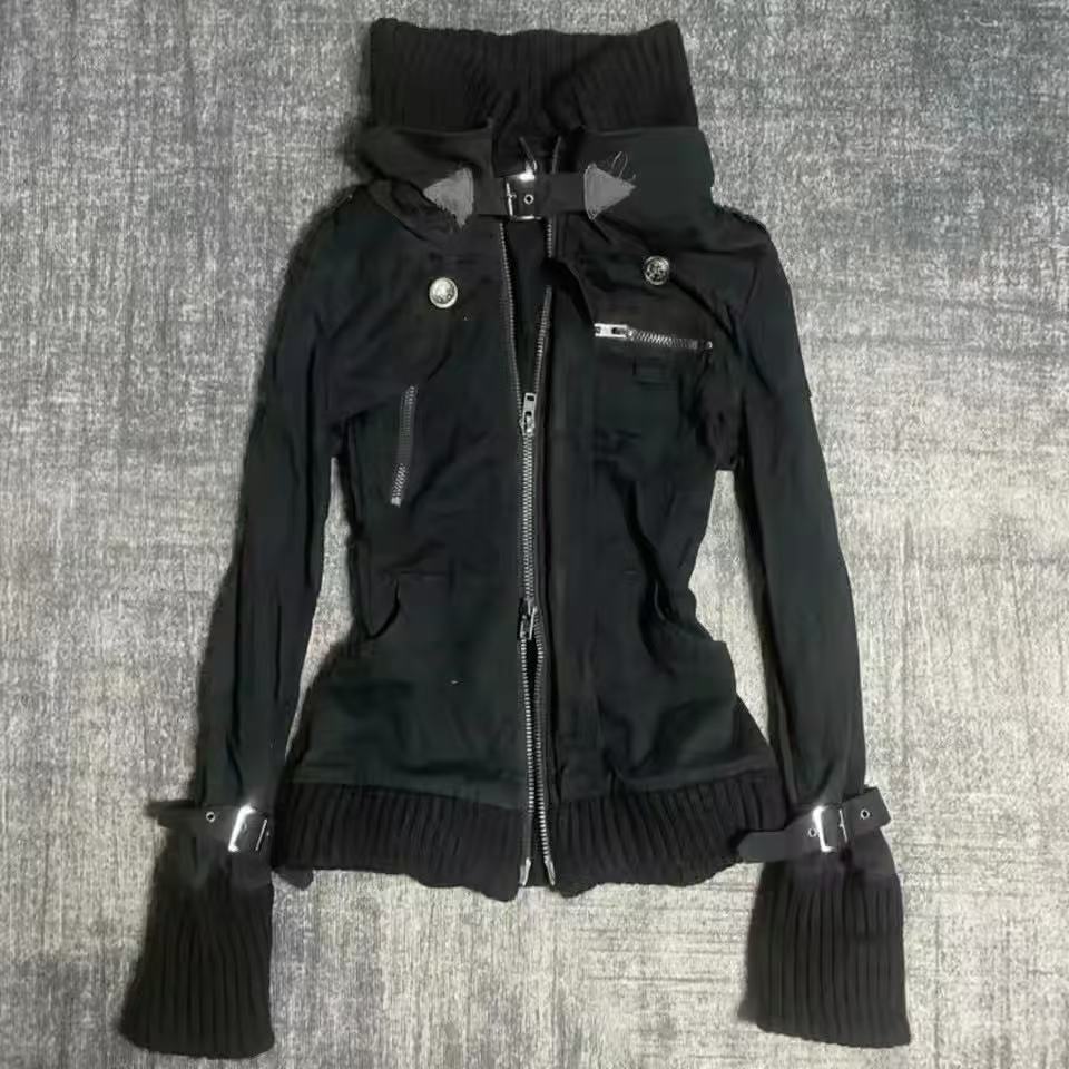 Vintage Zip Hoodie - Damska bluza z kapturem Y2K Gothic