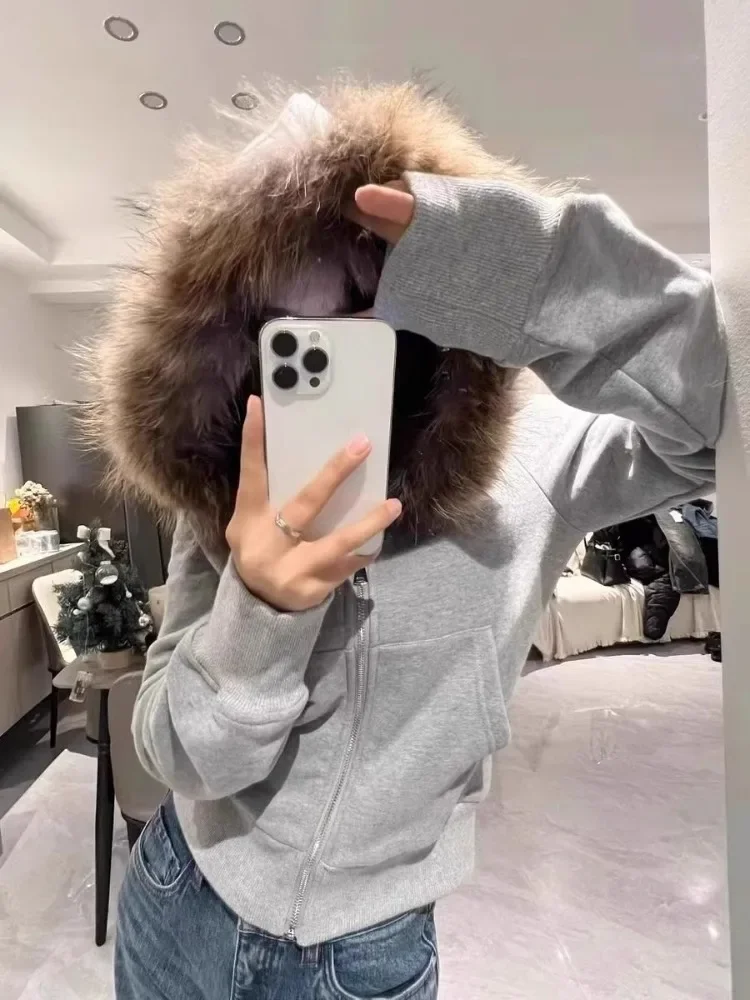 Damskie szare bluzy z kapturem – Vintage Zip Hoodie recenzja i cena