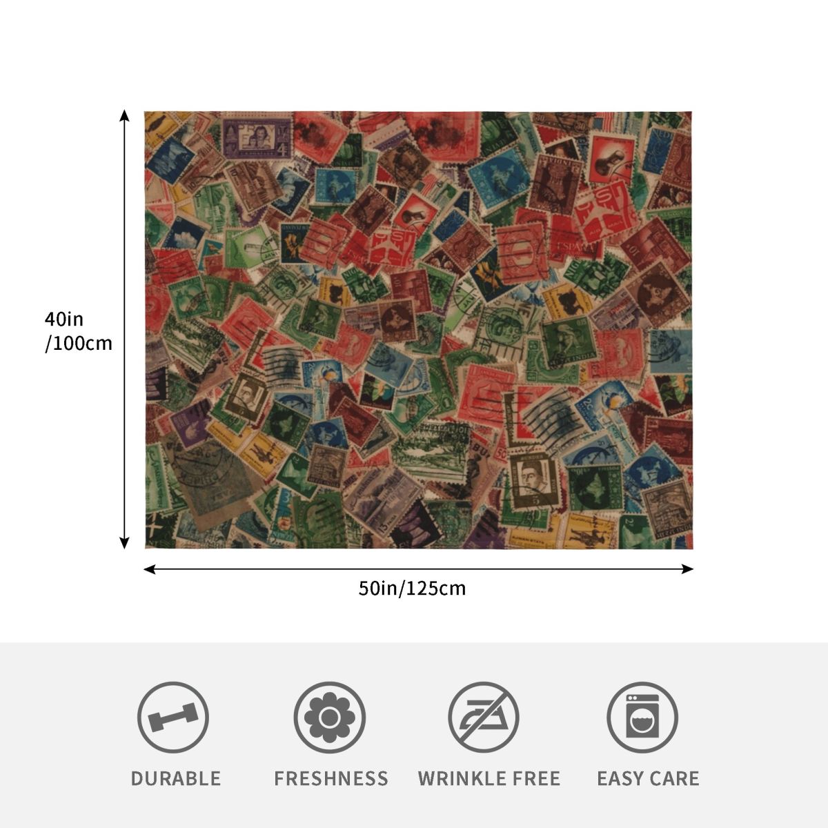 Koc z motywem vintage znaczków – Collectible Vintage Postage Stamps recenzja i cena